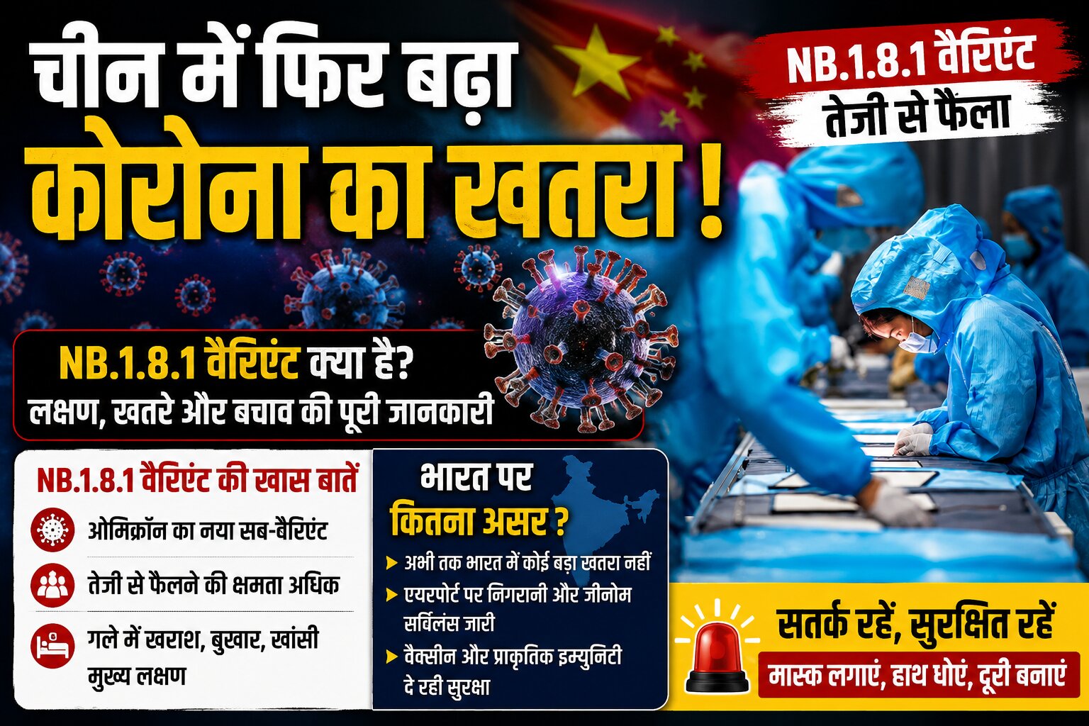 चीन में बढ़ते कोरोना मामलों और NB.1.8.1 वैरिएंट की प्रतीकात्मक तस्वीर