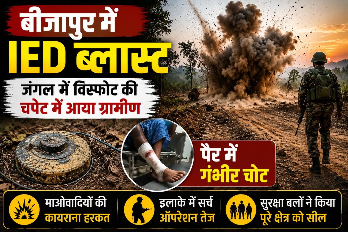 बीजापुर में IED ब्लास्ट: जंगल में विस्फोट की चपेट में आया ग्रामीण, पैर में गंभीर चोट