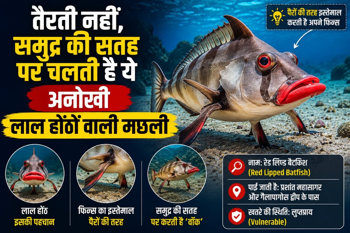 तैरती नहीं, समुद्र की सतह पर चलती है ये अनोखी लाल होंठों वाली मछली