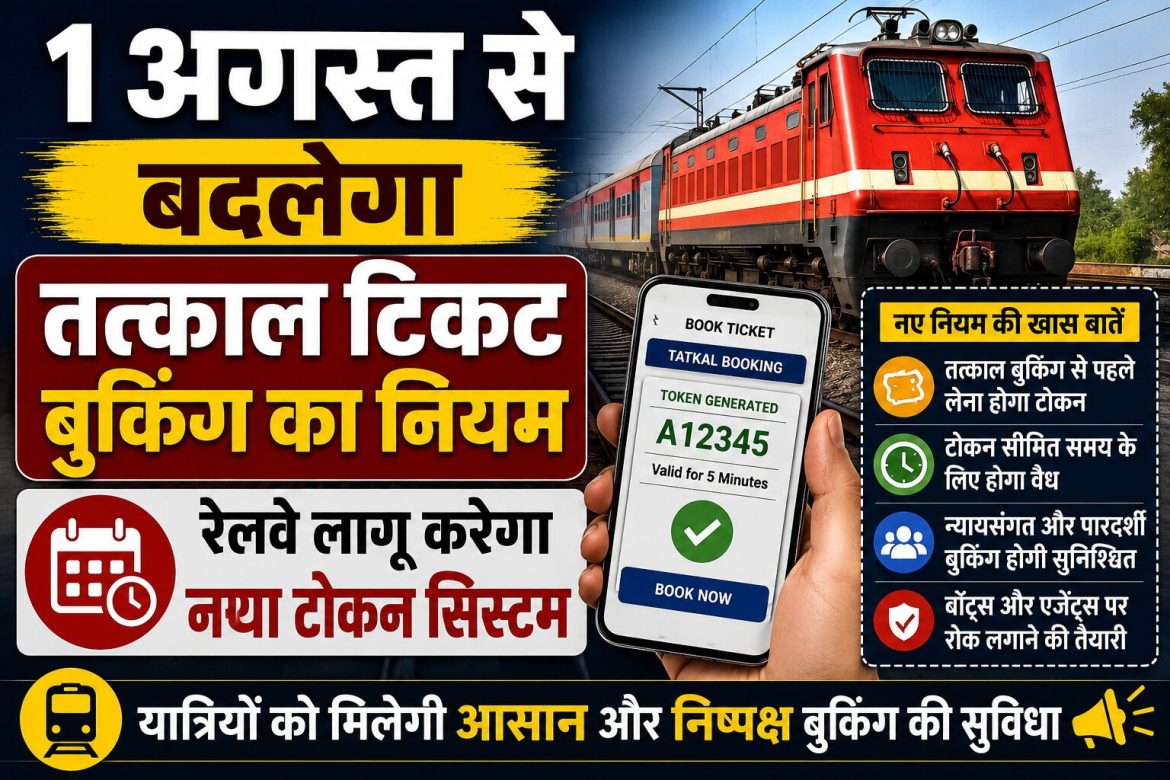 1 अगस्त से बदलेगा तत्काल टिकट बुकिंग का नियम, रेलवे लागू करेगा नया टोकन सिस्टम