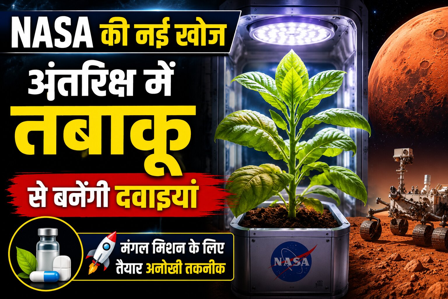 NASA समर्थित वैज्ञानिकों द्वारा तंबाकू के पौधे की मदद से अंतरिक्ष में दवाइयां बनाने की नई तकनीक पर शोध
