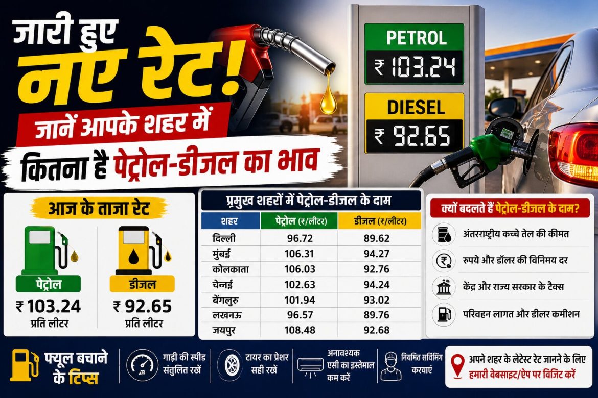 जारी हुए नए रेट, जानें आपके शहर में कितना है पेट्रोल-डीजल का भाव