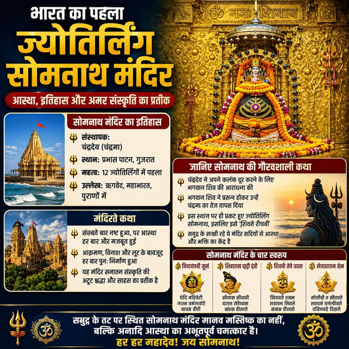 भारत के पहले ज्योतिर्लिंग सोमनाथ मंदिर का जानिए इसका गौरवशाली इतिहास