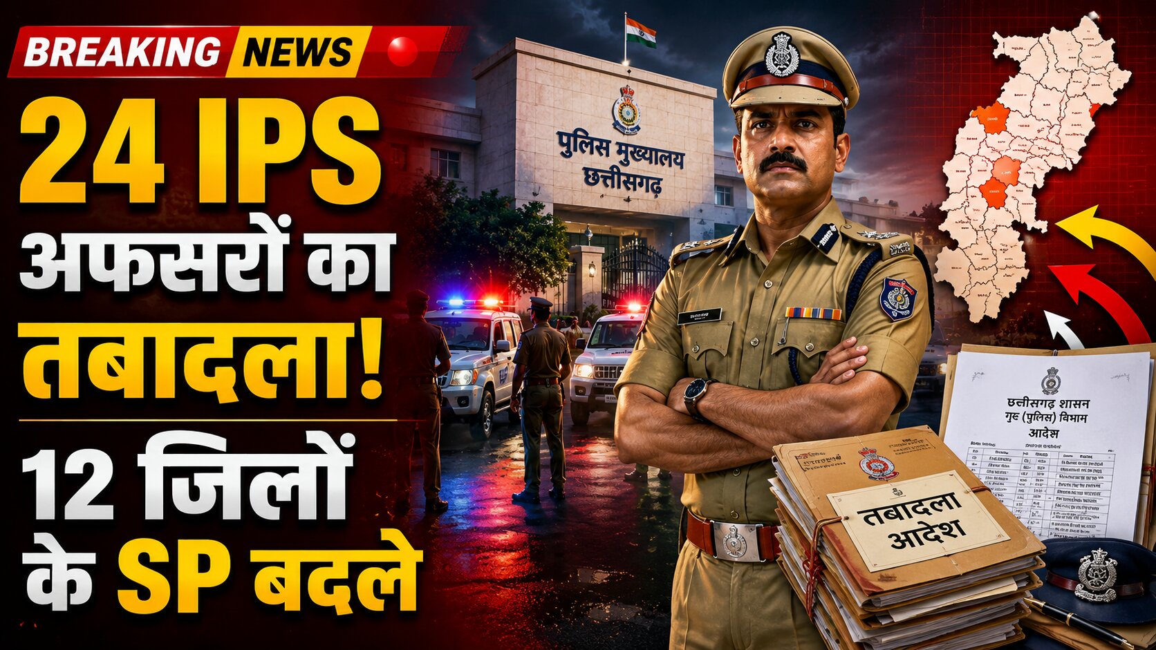 Chhattisgarh IPS Transfer: छत्तीसगढ़ में 24 IPS अधिकारियों का तबादला, 12 जिलों के SP बदले