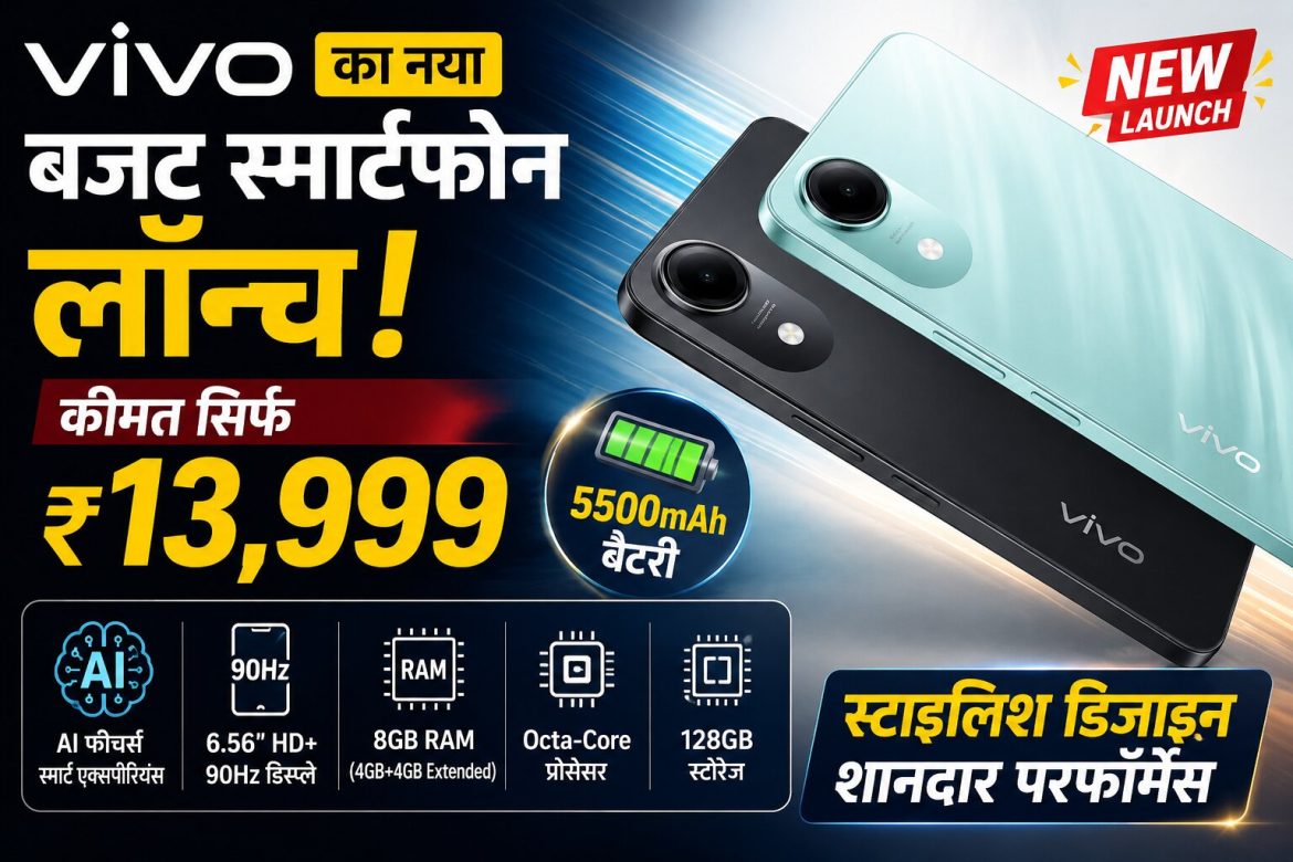 5500mAh बैटरी और AI फीचर्स के साथ लॉन्च हुआ Vivo का नया बजट स्मार्टफोन