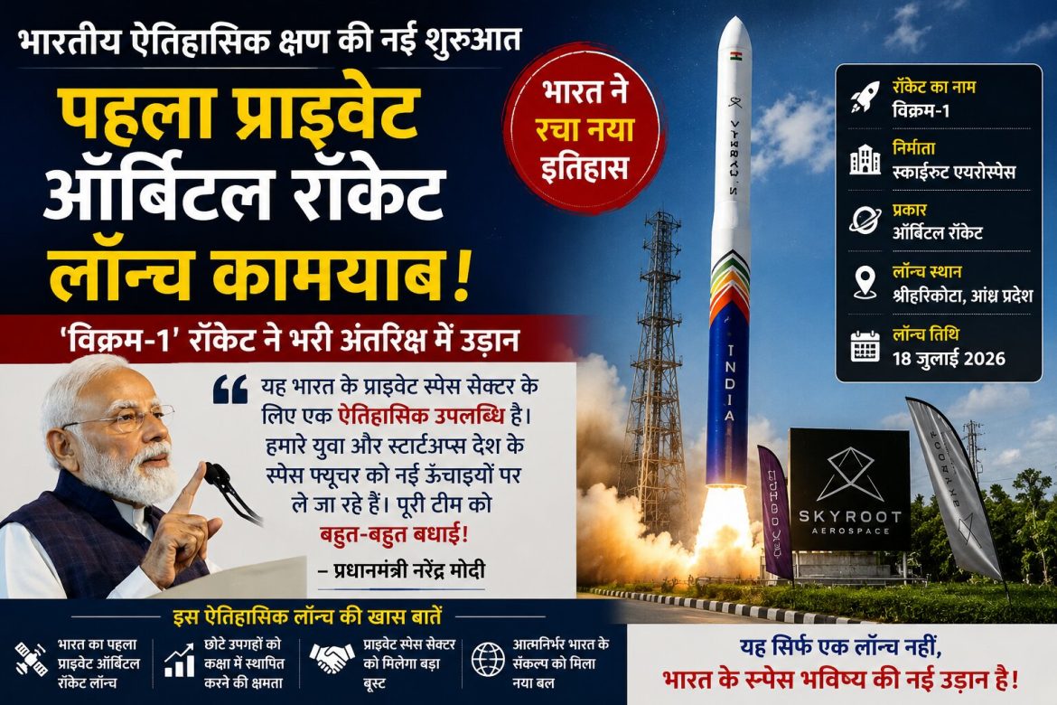 Mission Aagman: भारत का पहला प्राइवेट ऑर्बिटल रॉकेट विक्रम-1 सफल लॉन्च, पीएम मोदी ने दी बधाई