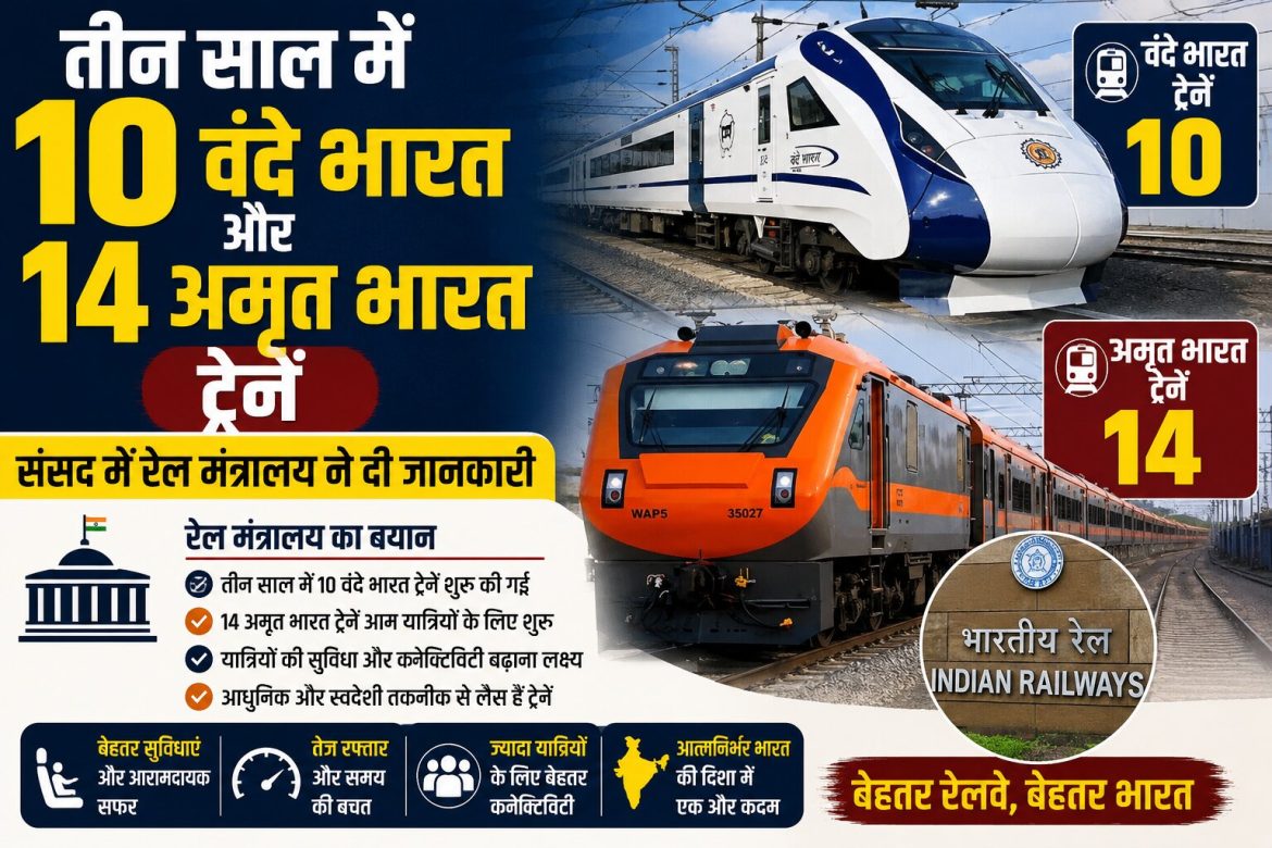 तीन साल में 10 वंदे भारत और 14 अमृत भारत ट्रेनें, संसद में रेल मंत्रालय ने दी जानकारी