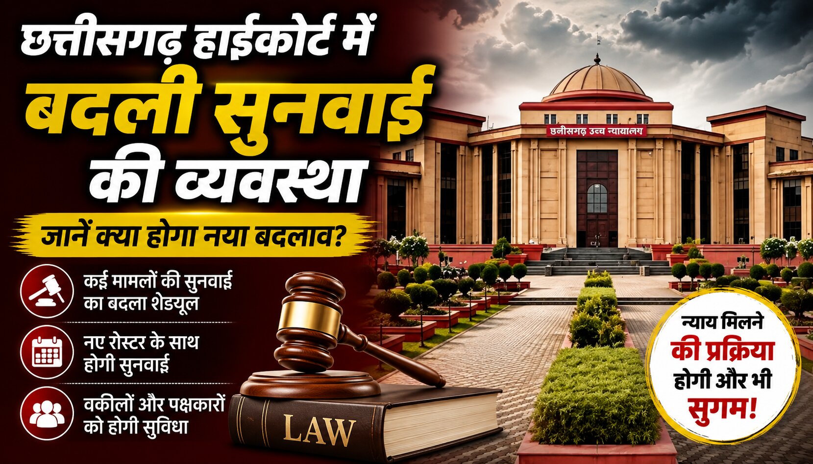 छत्तीसगढ़ हाईकोर्ट बिलासपुर की इमारत और नया कोर्ट रोस्टर