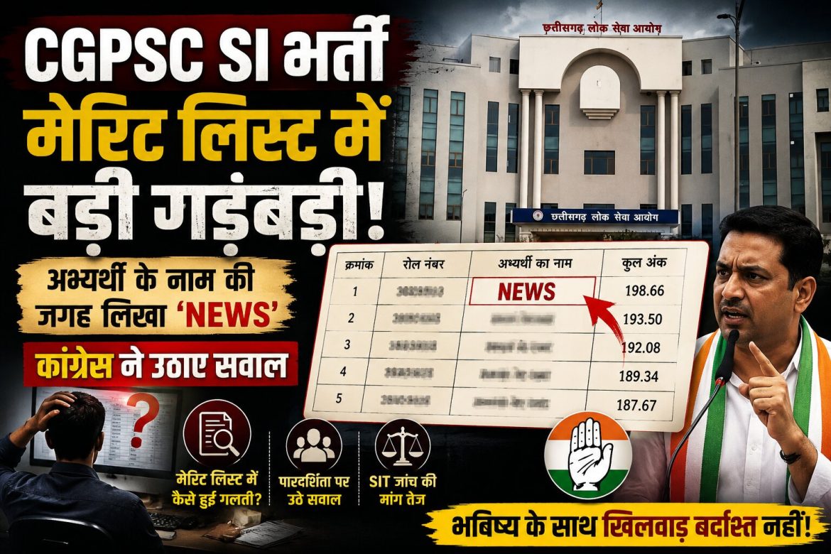 CGPSC SI भर्ती मेरिट लिस्ट में बड़ी गड़बड़ी