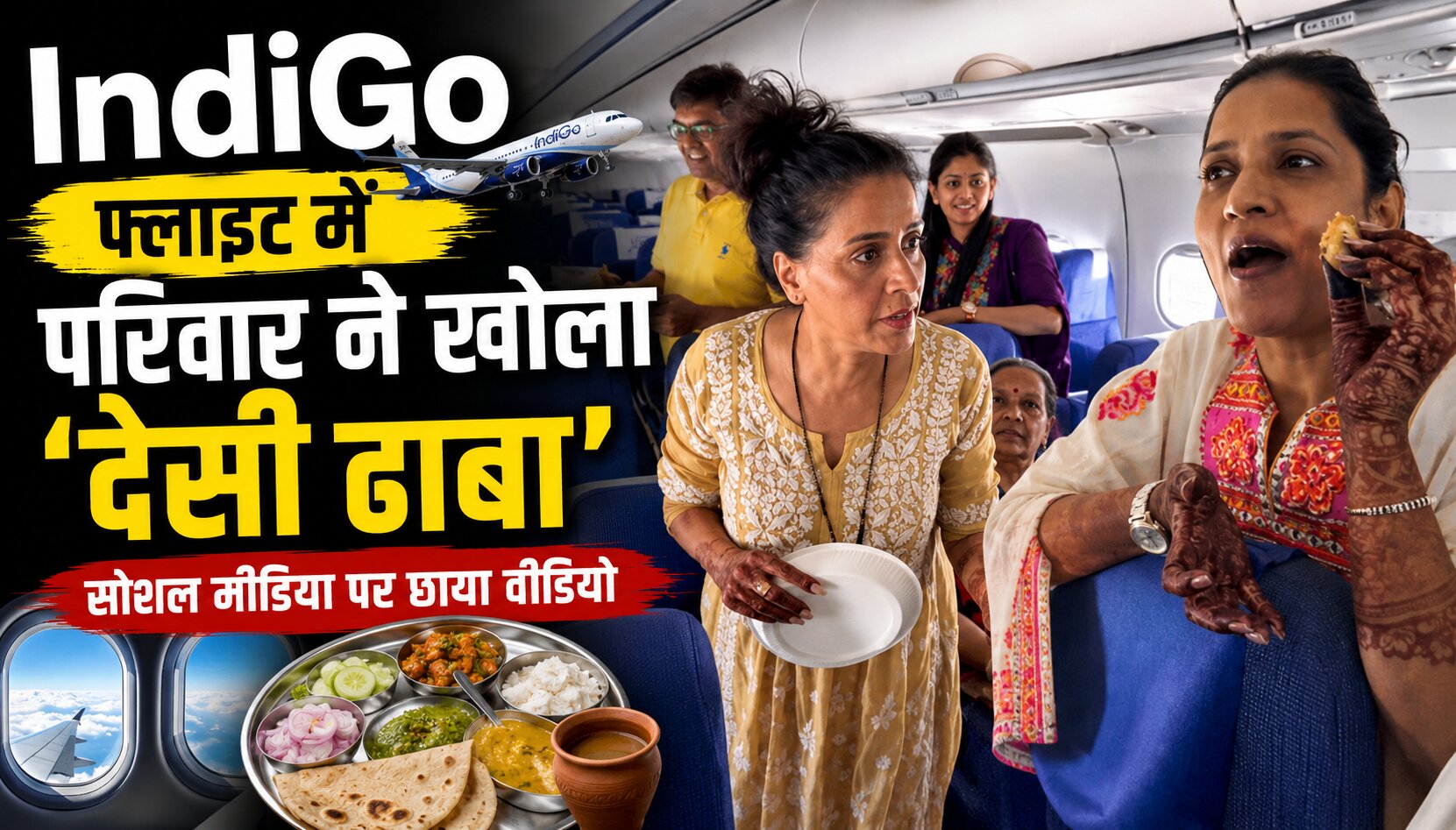 IndiGo फ्लाइट में परिवार के घर का खाना खाते और बांटते हुए वायरल वीडियो का दृश्य