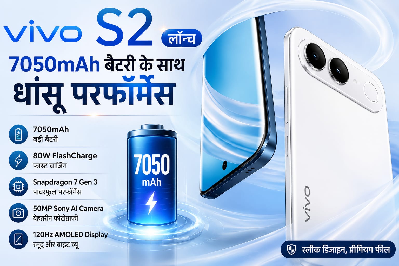 भारत में लॉन्च हुआ vivo S2 स्मार्टफोन, 7050mAh बैटरी, 50MP कैमरा और 120Hz AMOLED डिस्प्ले के साथ।
