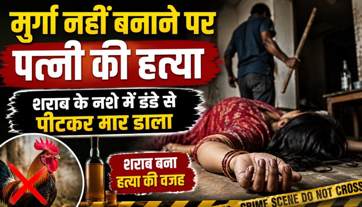 मुर्गा नहीं बनाने पर पत्नी की हत्या,शराब के नशे में डंडे से पीटकर मार डाला