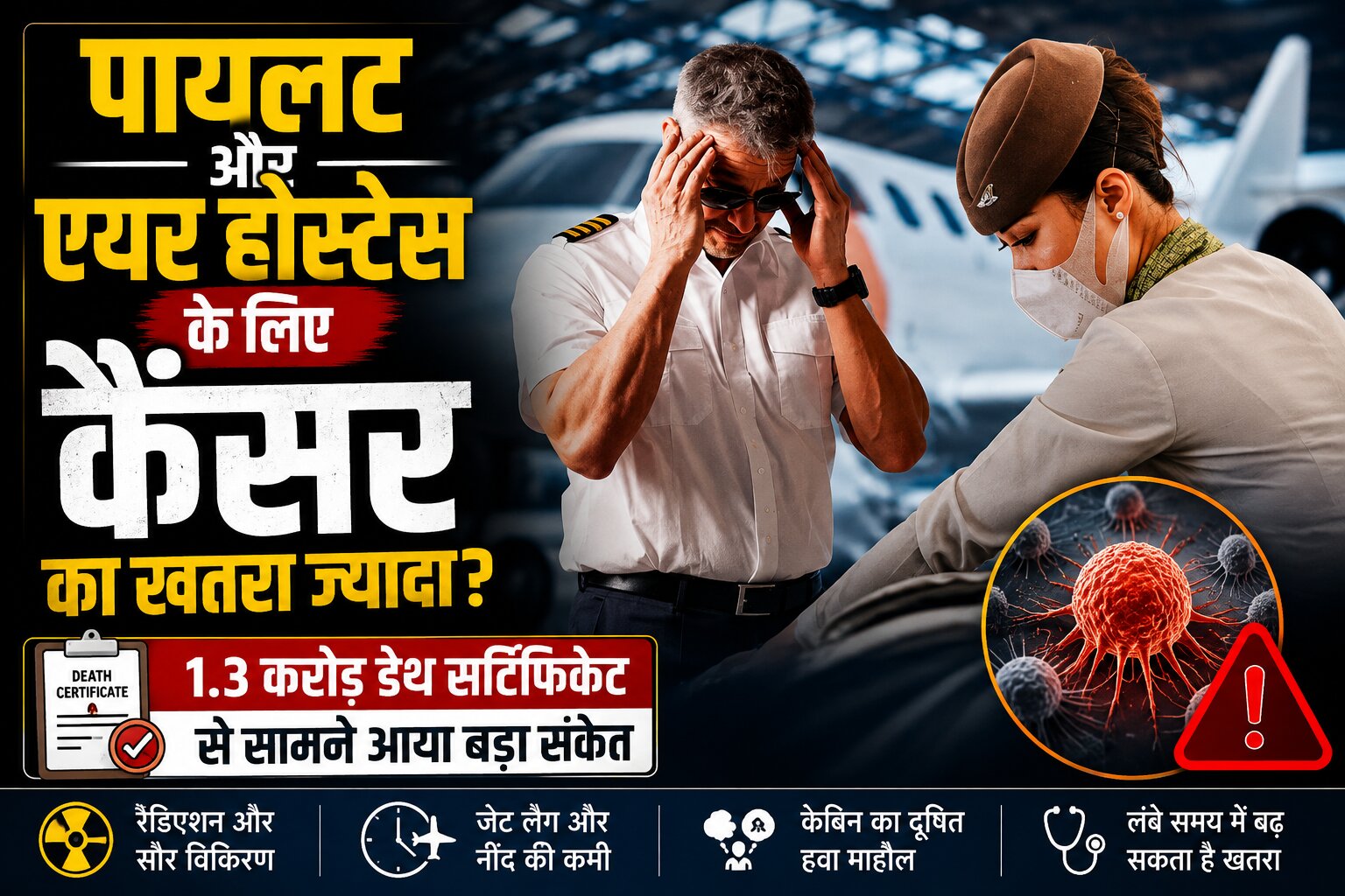 पायलट और एयर होस्टेस में कॉस्मिक रेडिएशन से जुड़े कैंसर के जोखिम पर अध्ययन