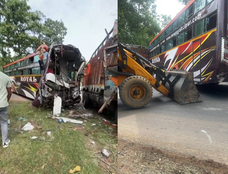 बस्तर में सड़क हादसे और कोंडागांव में बस ट्रक की टक्कर