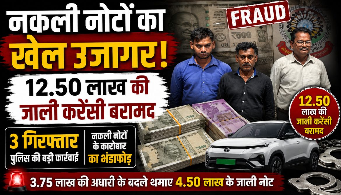 नकली नोटों का खेल उजागर, 12.50 लाख की जाली करेंसी के साथ 3 गिरफ्तार