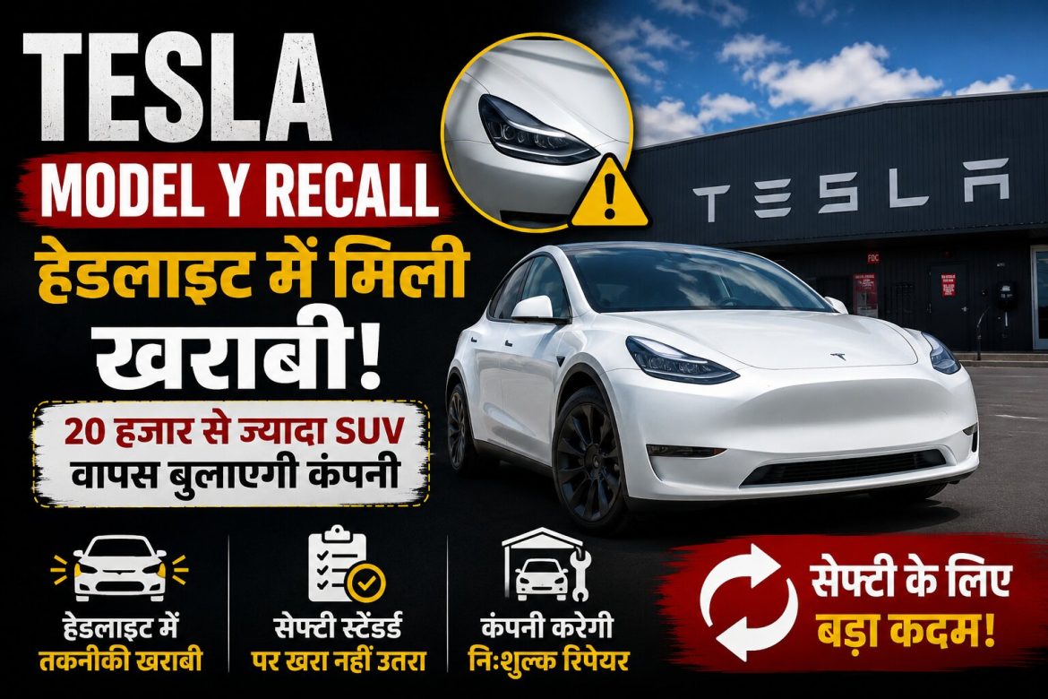 Tesla Model Y में बड़ी तकनीकी खराबी, 20,349 गाड़ियों का रिकॉल