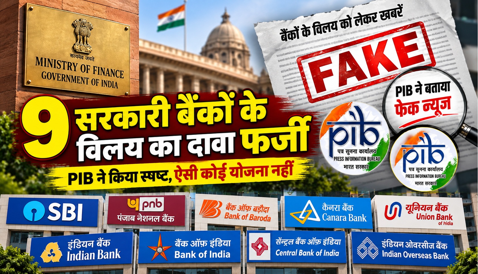 9 सरकारी बैंकों के विलय PIB Fact Check ने वायरल गजट को बताया नकली