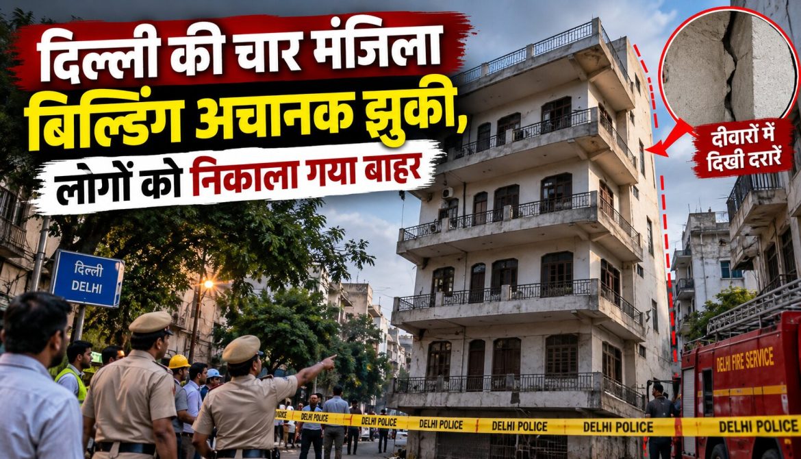 दिल्ली की चार मंजिला बिल्डिंग अचानक झुकी, लोगों को निकाला गया बाहर