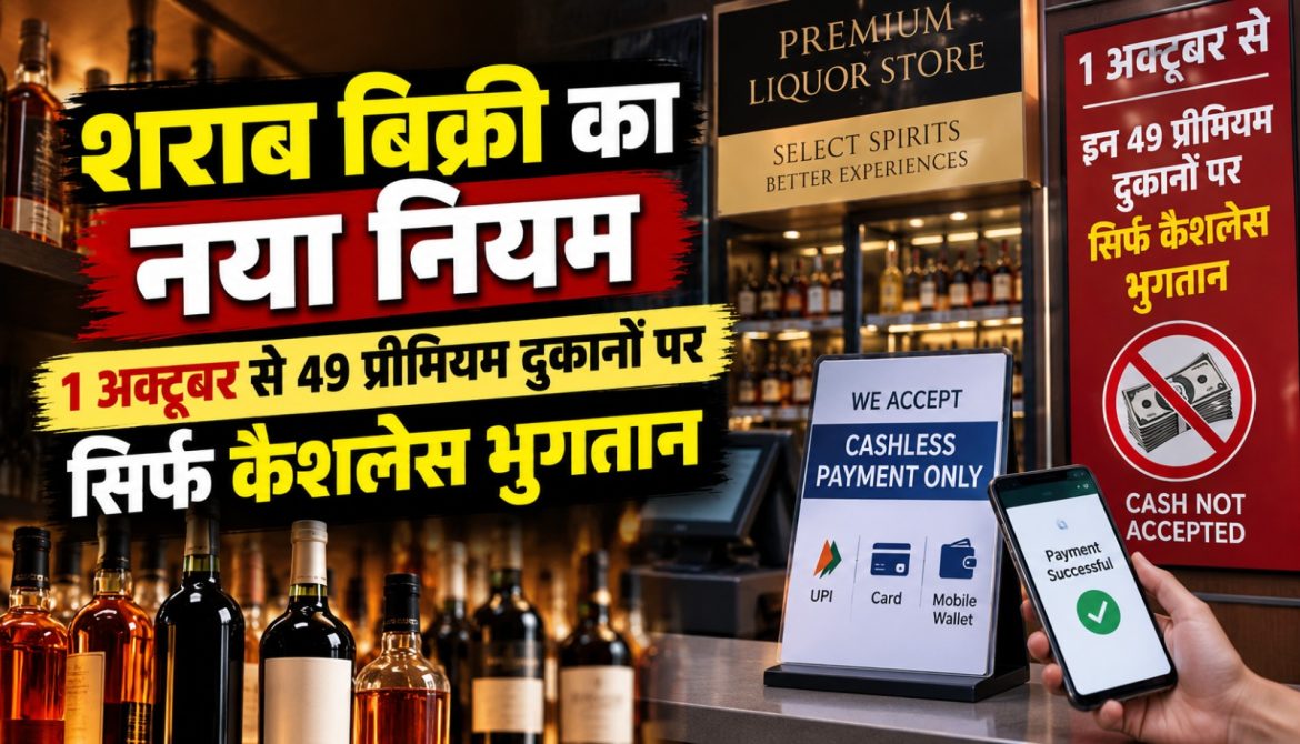 शराब बिक्री का नया नियम,1 अक्टूबर से 49 प्रीमियम दुकानों पर सिर्फ कैशलेस भुगतान
