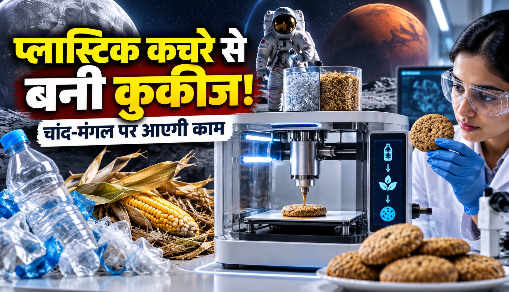 PET प्लास्टिक और कृषि कचरे से तैयार माइक्रोबाइट्स प्रोटीन कुकीज