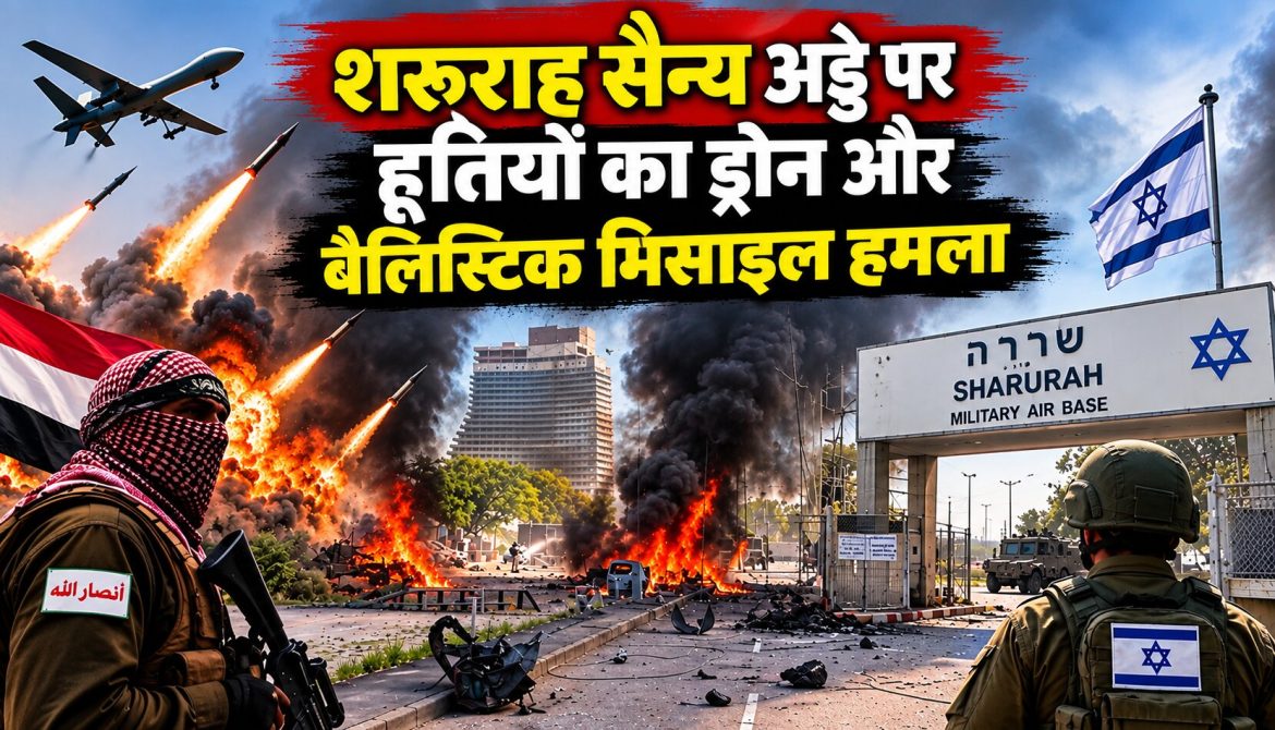 शरूराह सैन्य अड्डे पर हूतियों का ड्रोन और बैलिस्टिक मिसाइल हमला