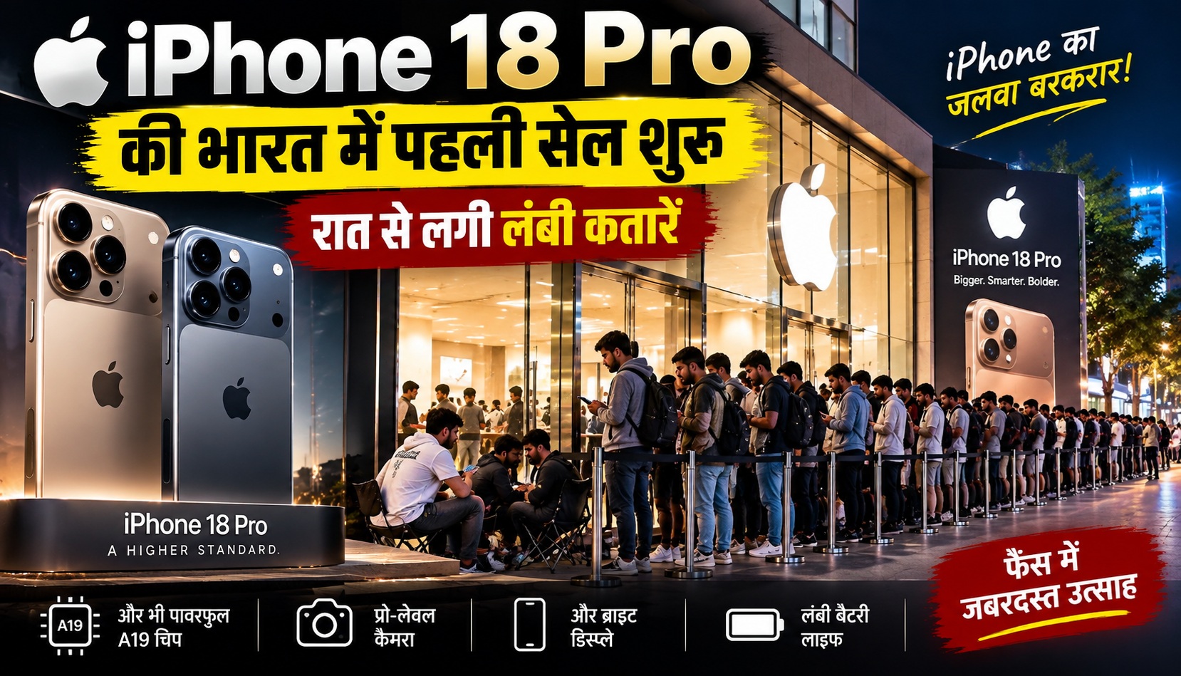 iPhone 18 Pro की सेल आज से शुरू, दिल्ली-मुंबई में रात से लगी लंबी कतारें