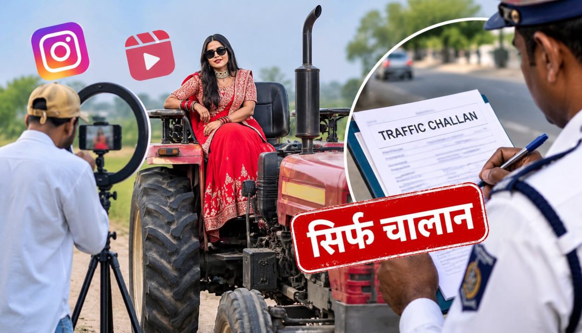 ट्रैक्टर पर स्टंट कर रील बनाने वाले पर सिर्फ चालानी कार्रवाई