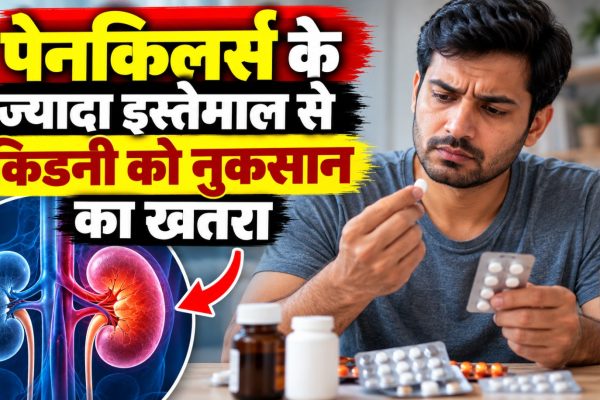 पेनकिलर्स के अधिक इस्तेमाल और किडनी डैमेज को दर्शाती तस्वीर