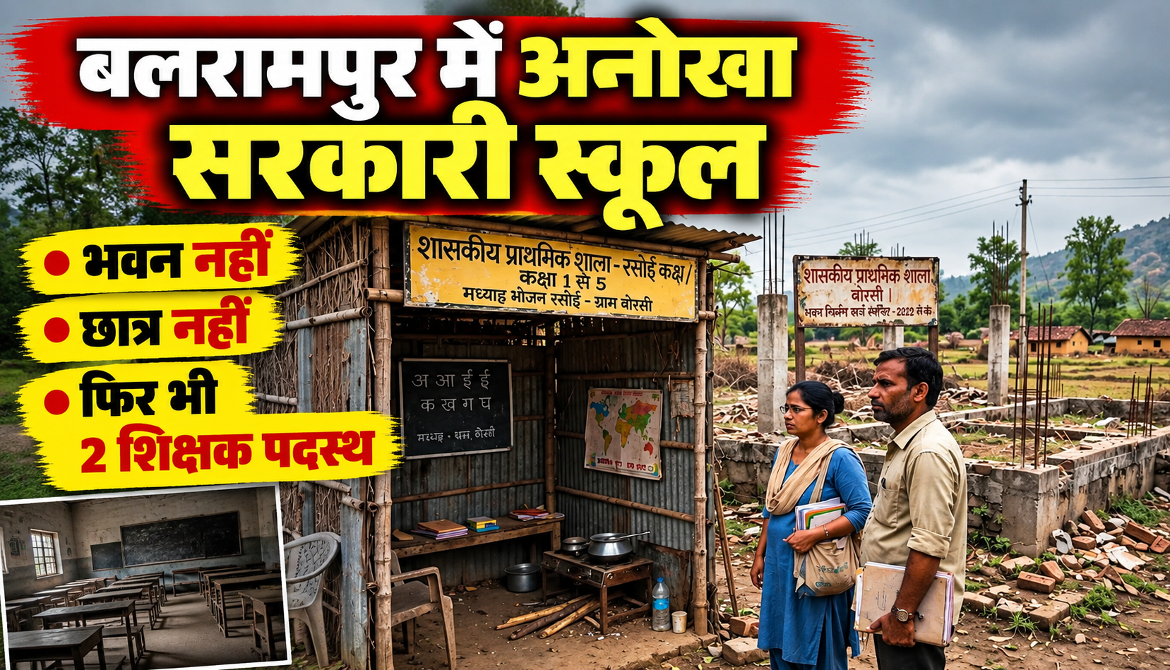 बलरामपुर के बरदबंधा गांव में बिना भवन और छात्रों के संचालित सरकारी प्राथमिक स्कूल