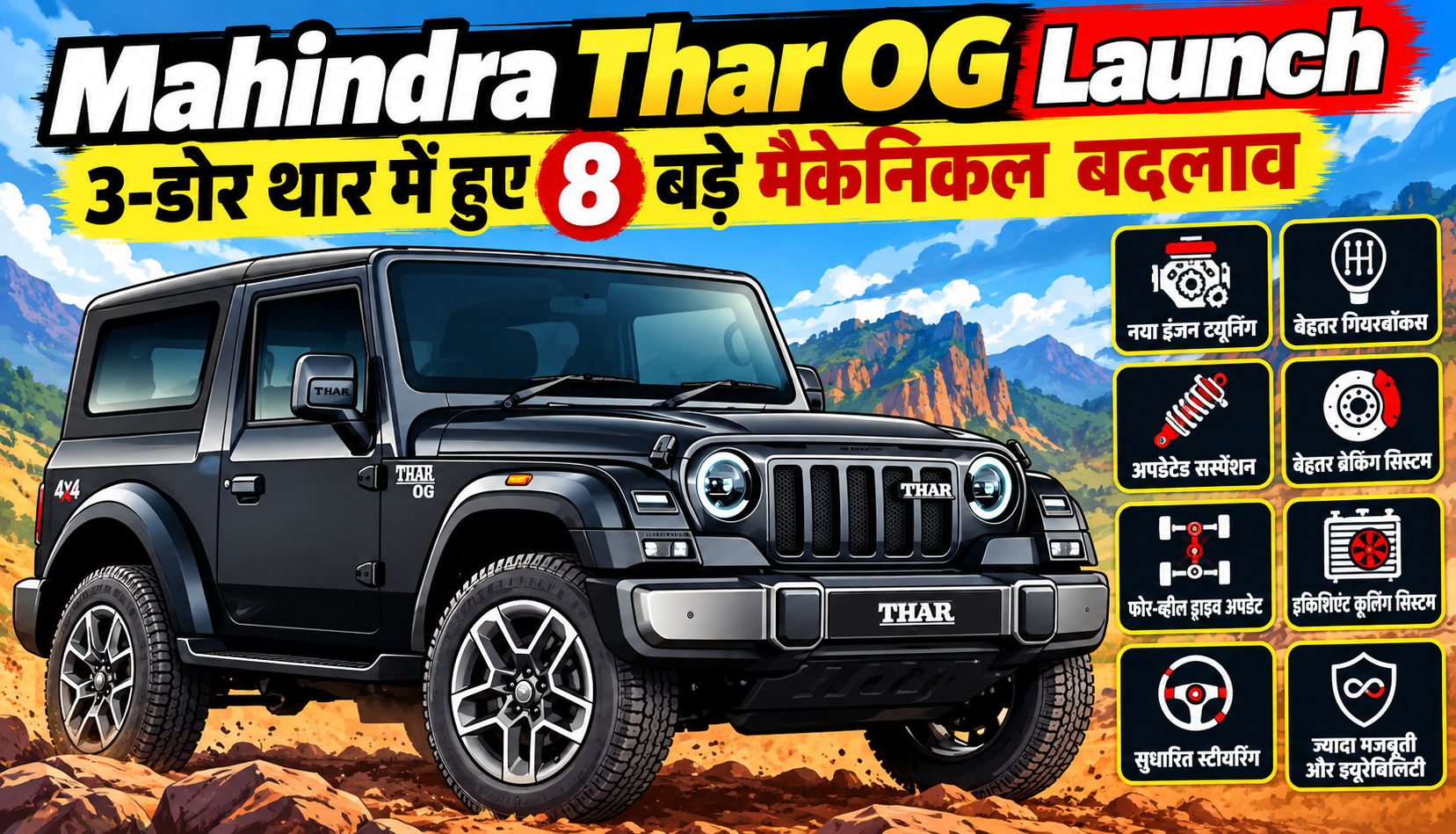 Mahindra Thar OG 3-डोर SUV में नया प्लेटफॉर्म, EPS और Penta-link सस्पेंशन