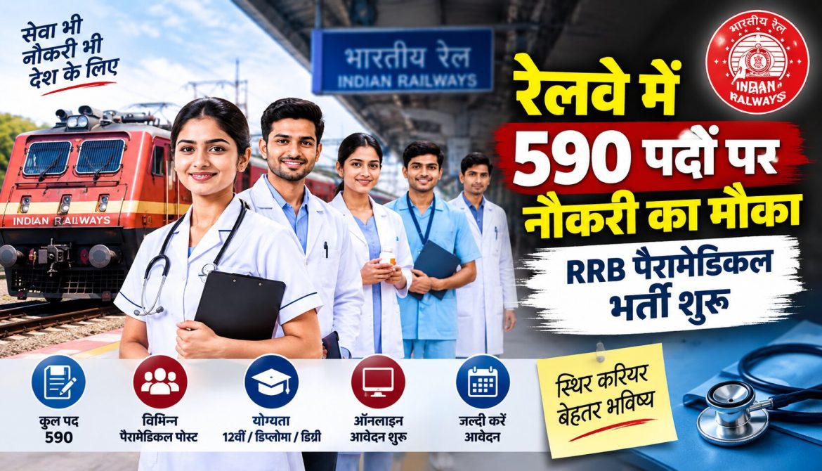 रेलवे में 590 पदों पर नौकरी का मौका, RRB पैरामेडिकल भर्ती शुरू
