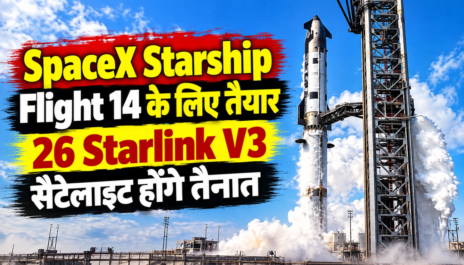 SpaceX की Starship Flight 14 लॉन्च के लिए तैयार होती हुई