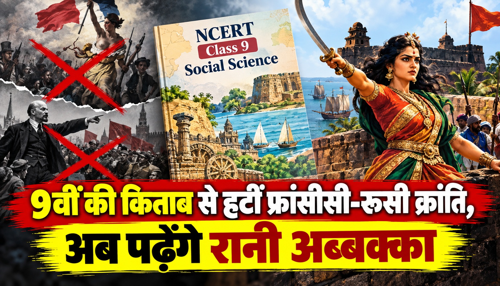 9वीं की किताब से हटीं फ्रांसीसी-रूसी क्रांति, अब पढ़ेंगे रानी अब्बक्का