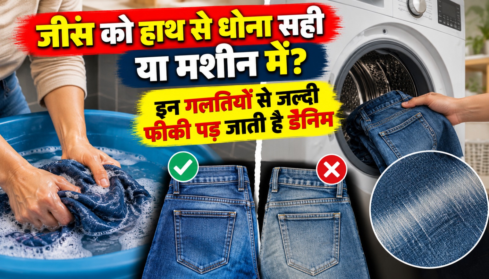 जींस को हाथ से धोना सही या मशीन में? इन गलतियों से जल्दी फीकी पड़ जाती है डेनिम