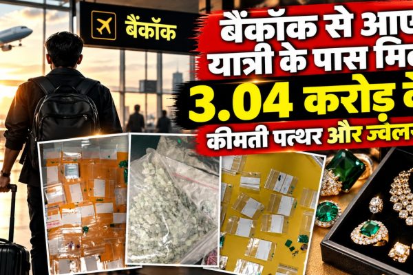 दिल्ली IGI एयरपोर्ट पर कस्टम्स द्वारा जब्त किए गए कीमती पत्थर और ज्वेलरी