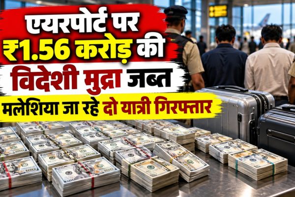 हैदराबाद के राजीव गांधी अंतरराष्ट्रीय हवाई अड्डे पर विदेशी मुद्रा जब्ती की कार्रवाई का प्रतीकात्मक दृश्य