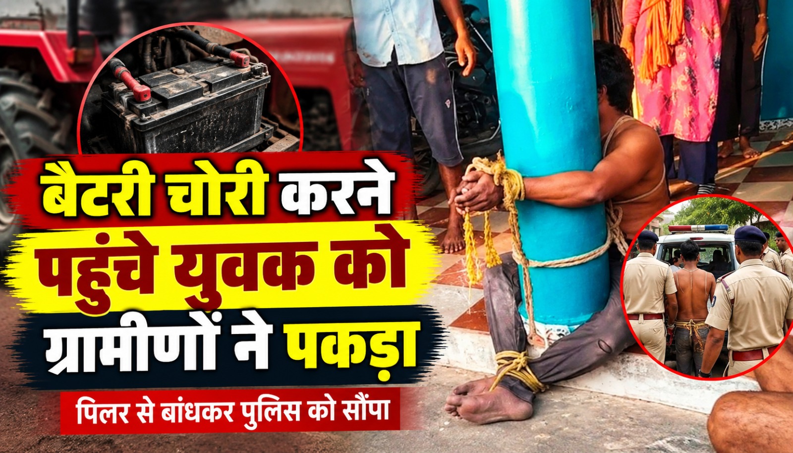 सारनी के सलैया गांव में ट्रैक्टर की बैटरी चोरी करने के प्रयास में पकड़ा गया युवक