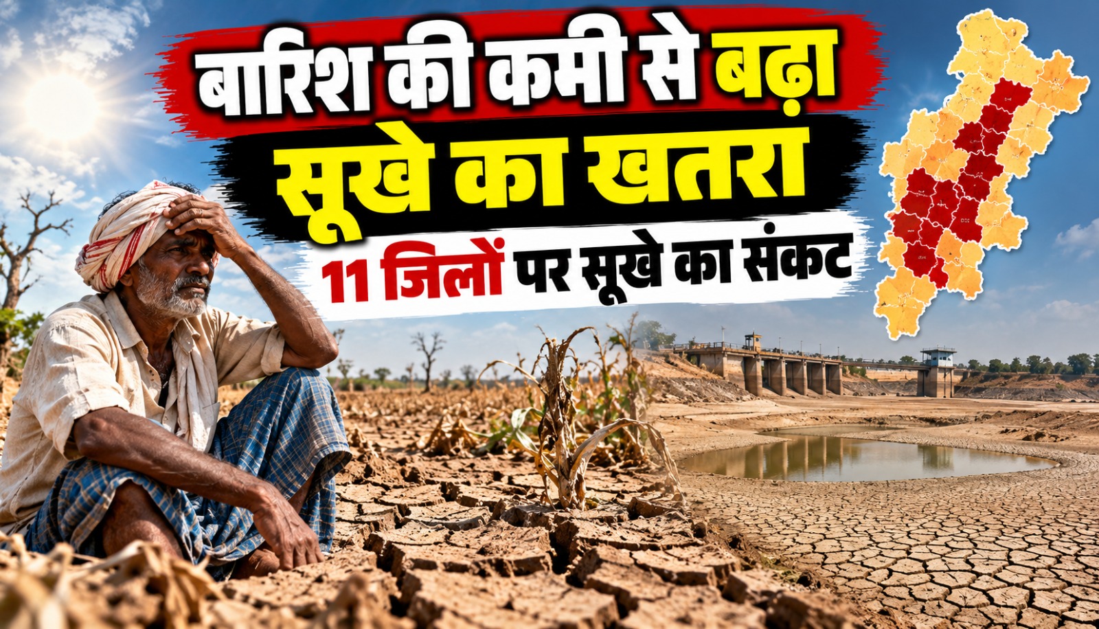 मध्य प्रदेश में कम बारिश से सूखे की स्थिति और किसानों के प्रदर्शन की तस्वीर