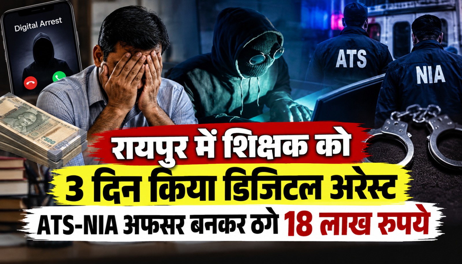 रायपुर में ATS और NIA अधिकारी बनकर शिक्षक से 18 लाख रुपये की साइबर ठगी