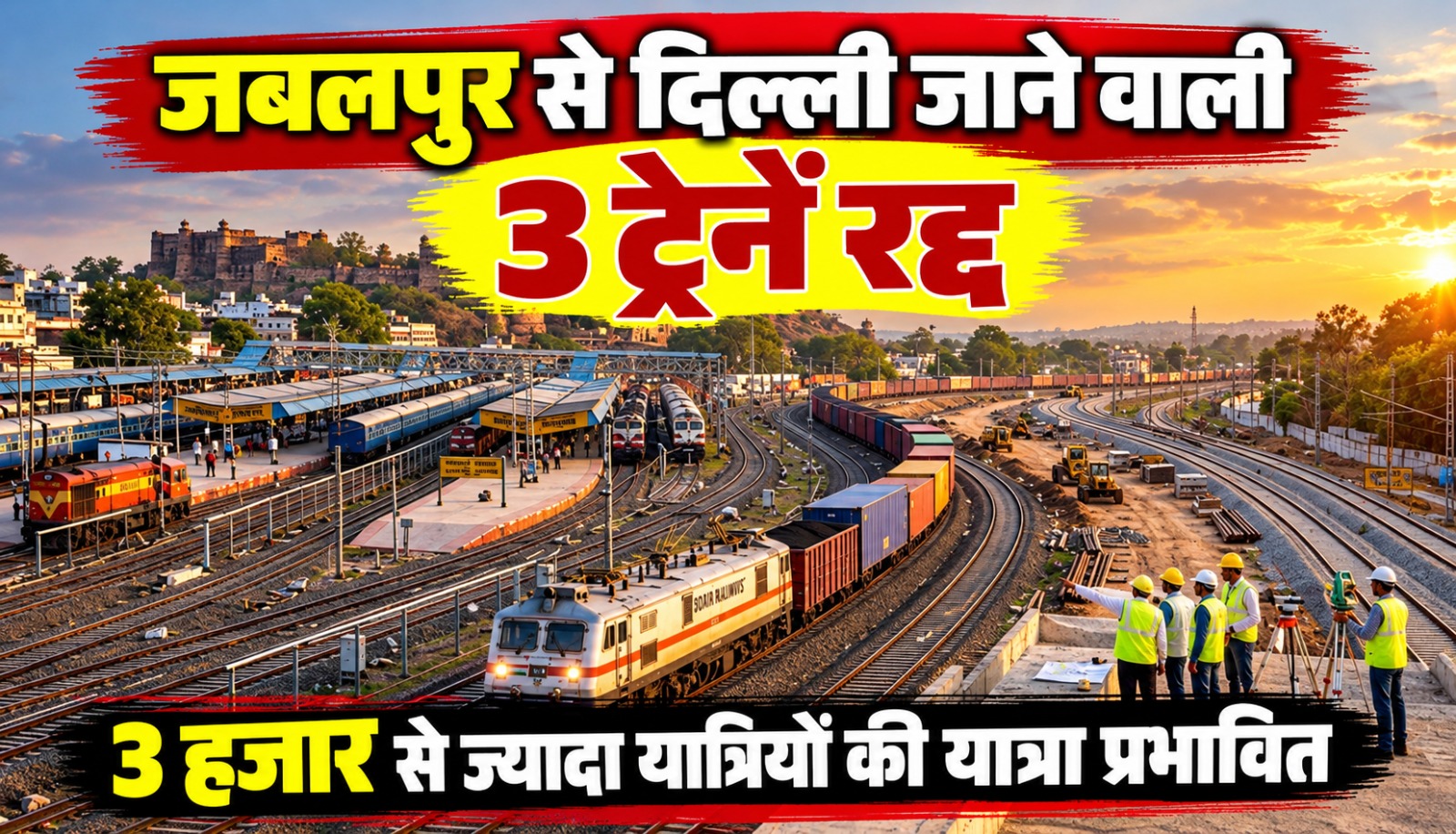 जबलपुर से हजरत निजामुद्दीन जाने वाली तीन ट्रेनें 9 अक्टूबर 2026 को रद्द होने से यात्रियों की यात्रा प्रभावित।