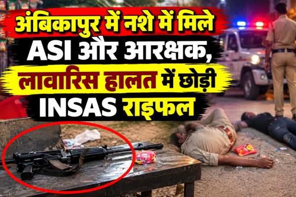 अंबिकापुर में नशे में मिले ASI और आरक्षक, लावारिस हालत में छोड़ी INSAS राइफल