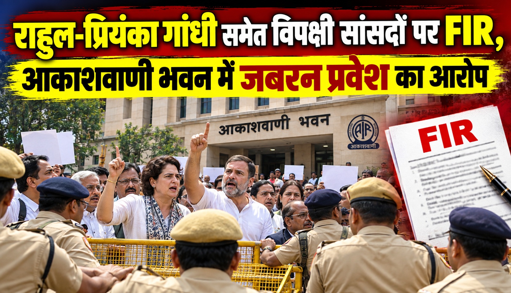 राहुल-प्रियंका गांधी समेत विपक्षी सांसदों पर FIR, आकाशवाणी भवन में जबरन प्रवेश का आरोप